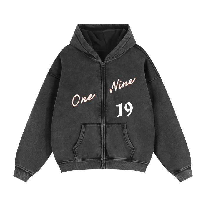 University Zip-Through Boxy Hoodie